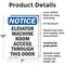 Signmission Elevator Machine Room Access OSHA Notice Sign, Plastic, 7in W x 10in L, 2PK OS-2PACK-NS-P-710-V-15574 - alternate 5